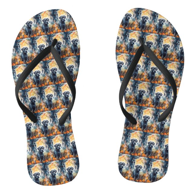 Chinelos Halloween Cane Corso Com Pumpkins Assustado (Pé da cama)