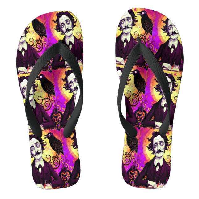 Chinelos Halloween, Edgar Allen Poe, Raven, Nunca Mais (Pé da cama)