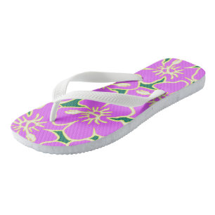 Chinelos Havaiano Hibiscus Luau - Flores Tropicais Rosa