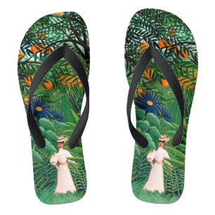 Chinelos Henri Rousseau - Mulher caminhando em uma Floresta