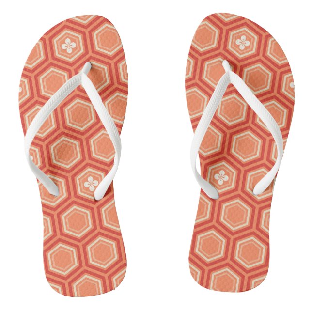 Chinelos Hexagonal Kimono Impressão, Mandarin Orange (Pé da cama)