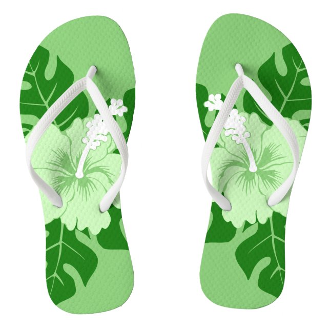 Chinelos Hibiscus havaiano da praia do Banzai floral (Pé da cama)