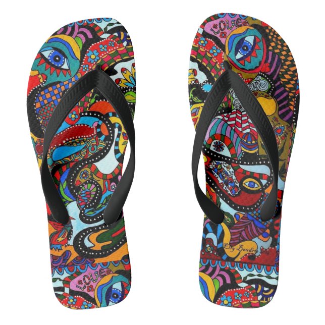 Chinelos Ibiza stijl volwassen "Flower-Art" (Pé da cama)