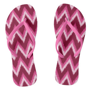 Chinelos Ikat Chevron Stripes - Burqundy, Rosa e Rosa