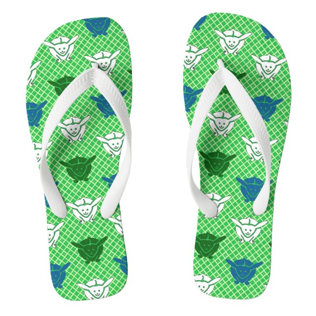 Chinelos Impressão de coelho japonês, verde, azul e branco (Pé da cama)