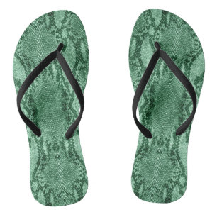 Chinelos Impressão de Pele de Cobra Verde Claro
