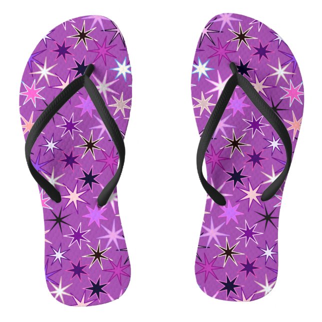 Chinelos Impressão de Starburst Moderno, Roxo Violeta e Orq (Pé da cama)