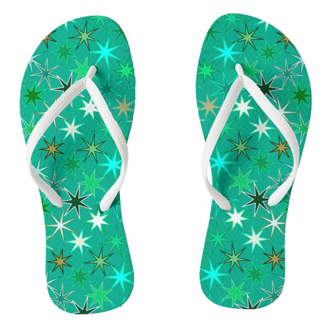 Chinelos Impressão de Starburst Moderno, Turquesa e Aqua (Pé da cama)