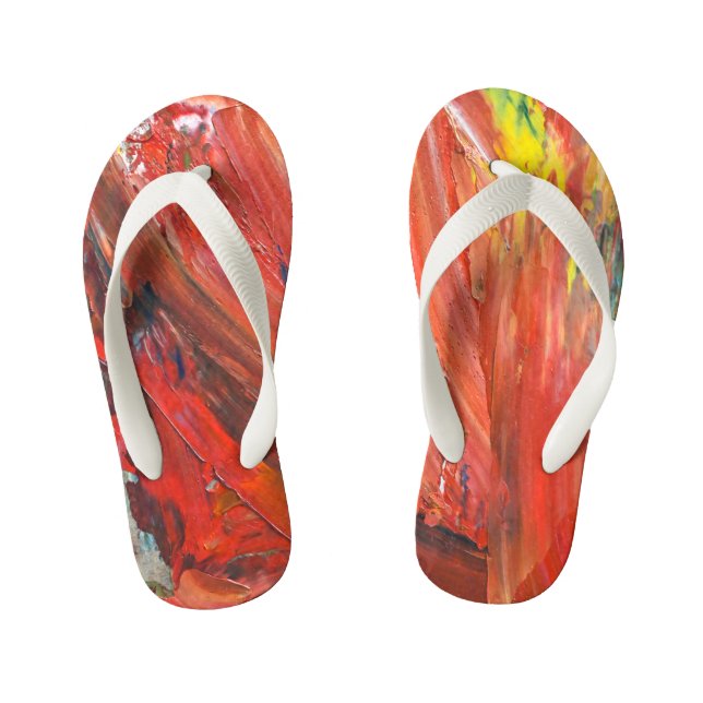 Chinelos Infantis Abstract Vertical Gesture in Red (Pé da cama)