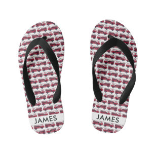 Chinelos Infantis Adicione seu nome Red Fire caminhão Personalizado