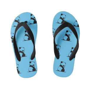 Chinelos Infantis Azul impresso panda fofo