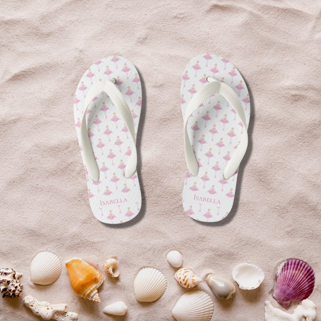 Chinelos Infantis Ballerina princesa dançarina rosa-branca (Criador carregado)