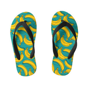 Chinelos Infantis Banana Amarela: Vintagem de Contorno Preta
