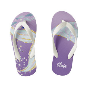 Chinelos Infantis Bateria De Sereia Com Glitter Whimsical Sob O Mar