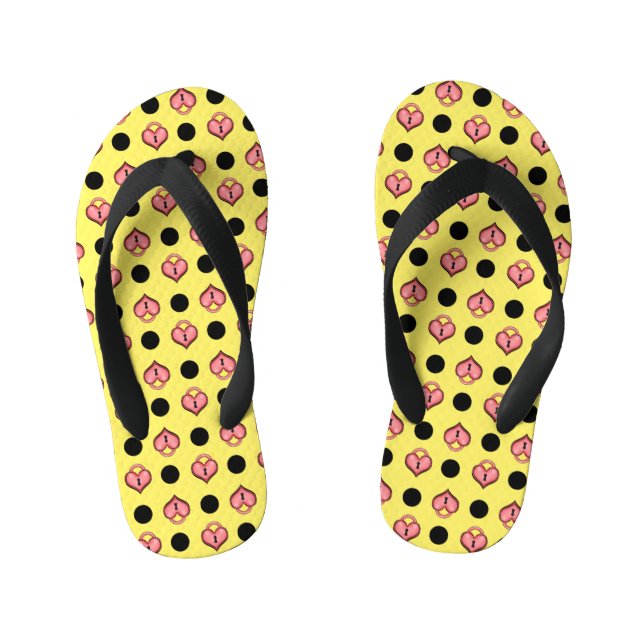 Chinelos Infantis Bloqueio cardíaco e pontos amarelo (Pé da cama)