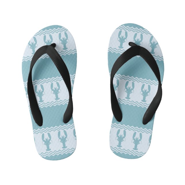 Chinelos Infantis Blue Coastal Lobster Stripes (Pé da cama)