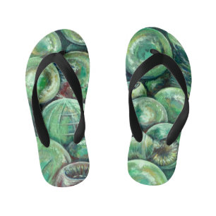 Chinelos Infantis Bolas de Natal Verdes