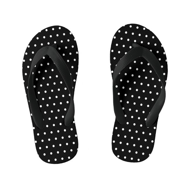 Chinelos Infantis Bolinhas clássica preto e branco (Pé da cama)