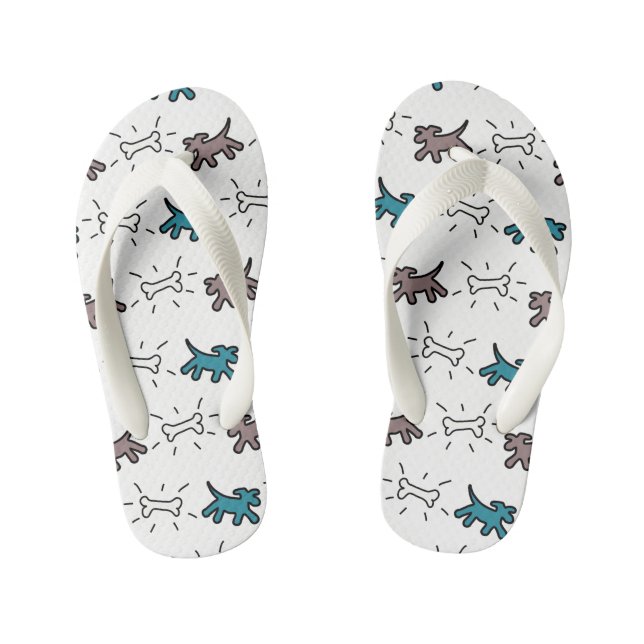 Chinelos Infantis Caninos Estilo de Grafite dos Ossos Brancos Crianç (Pé da cama)