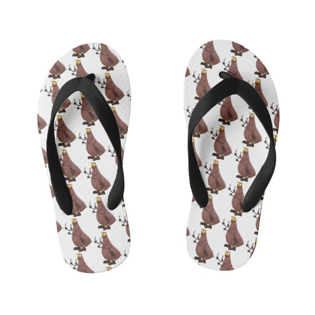 Chinelos Infantis Cartoon feio e faminto (Pé da cama)