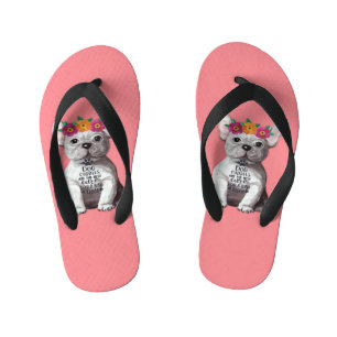 Chinelos Infantis Chinelas de Bulldog Francês Rosa para Crianças