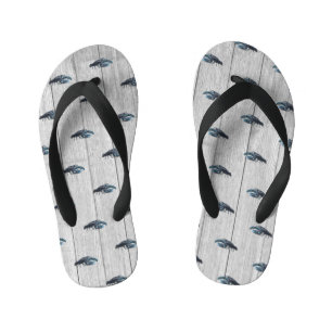Chinelos Infantis Cinza De Lagosta Azul Náutico Russo Personalizado