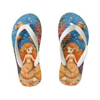 Chinelos Infantis Coberta de Mermaid Laranja 