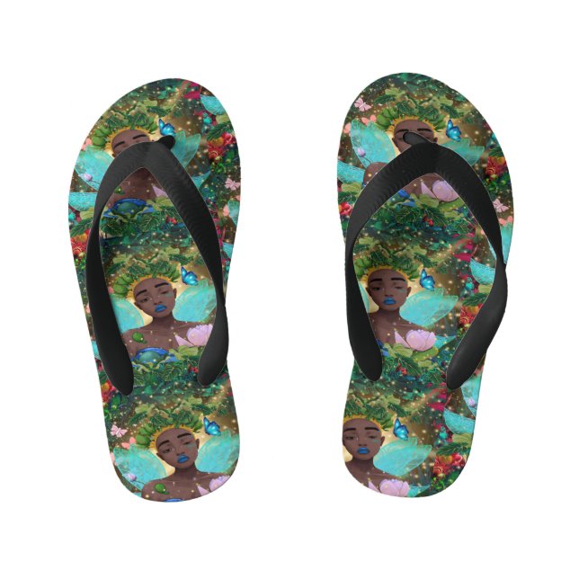 Chinelos Infantis Conto Mágico de uma Fada Negra Afro-Americana (Pé da cama)