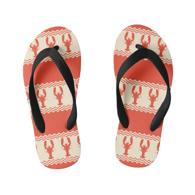 Chinelos Infantis Coral Coastal Lobster Stripes (Pé da cama)