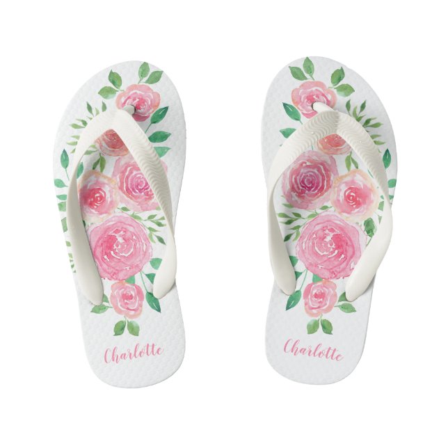 Chinelos Infantis Criança Flor Rosa Menina Nome Menina (Pé da cama)