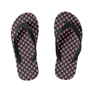 Chinelos Infantis Crianças: Estampas de pata de animais cor-de-rosa,