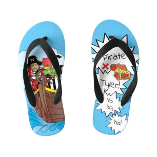 Chinelos Infantis Crianças Flip-Flops Pirata Face