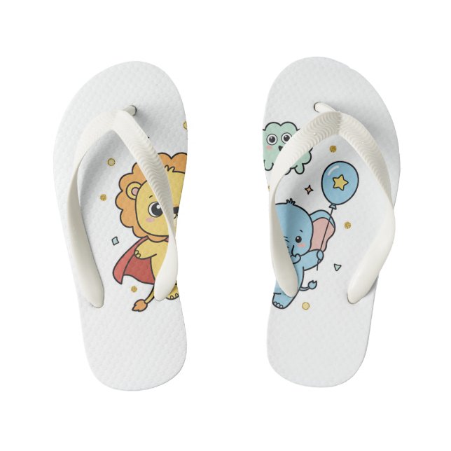 Chinelos Infantis Cute Superhero Lion and Elephant Friends Cartoon (Pé da cama)