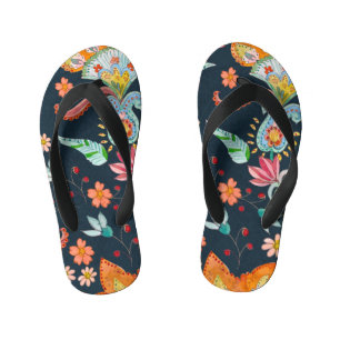 Chinelos Infantis Delícia Floral: Textura De Flor De Aquarela