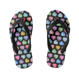 Chinelos Infantis Diamond Heart Watercolor Pattern Cute Pastel Girly