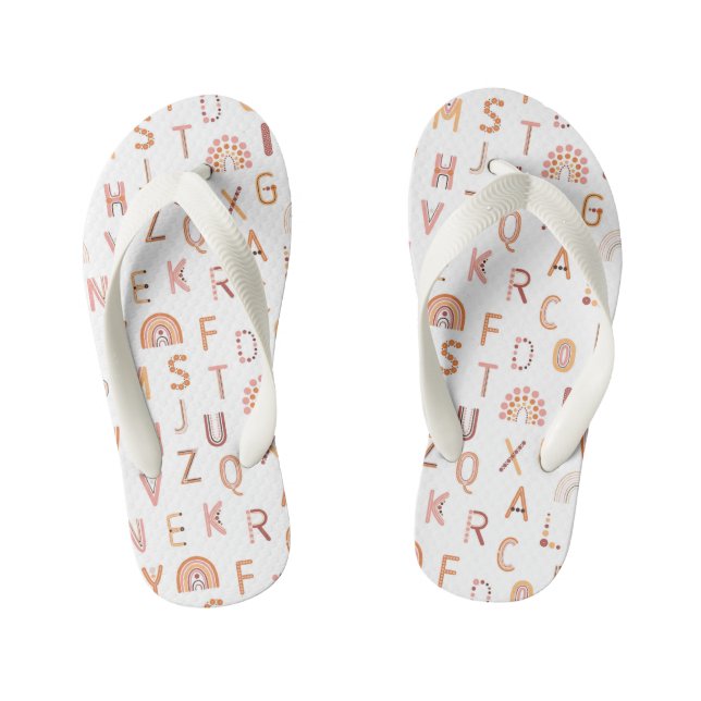 Chinelos Infantis Diversão do Rainbow Alphabet Pattern (Pé da cama)