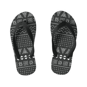 Chinelos Infantis Etnia tribal: padrão branco negro.
