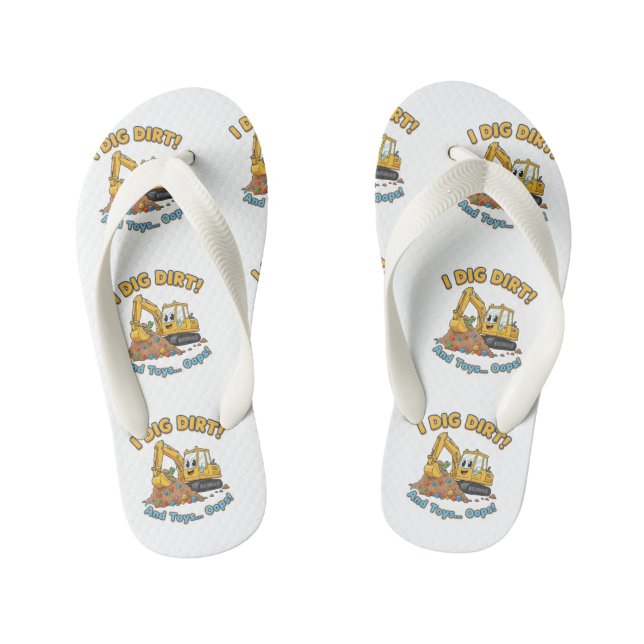 Chinelos Infantis "Eu Adoro Terra" Escavadeira Divertida (Pé da cama)