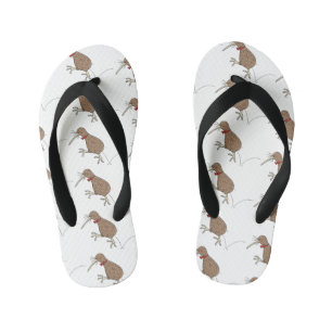 Chinelos Infantis Feliz salto em kiwi com design de desenho de arco