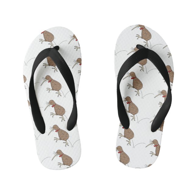 Chinelos Infantis Feliz salto em kiwi com design de desenho de arco (Pé da cama)