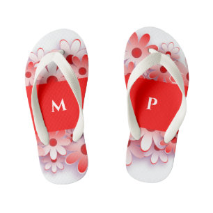Chinelos Infantis Flores Vermelhas Personalizadas