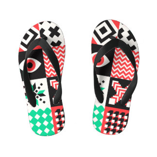 Chinelos Infantis Formas de Bloco Vintage Fundo Abstrato.