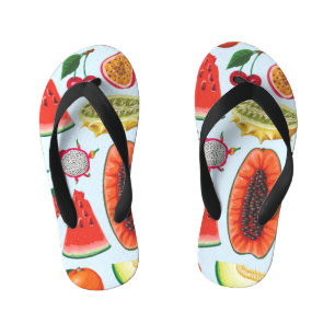 Chinelos Infantis Fruta Exótica: Trendy Impressão Invisível.