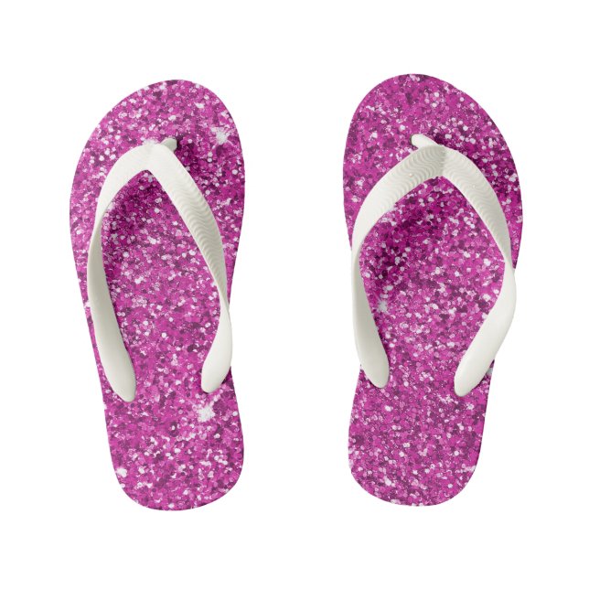 Chinelos Infantis Girly Pink Glitter Ombre Sparkle (Pé da cama)