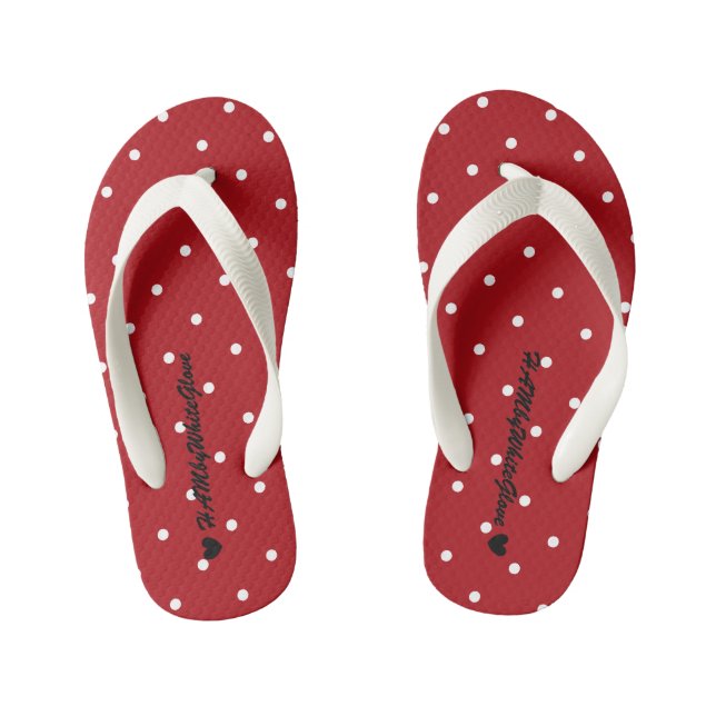 Chinelos Infantis HAMbyWG - Flip-Flops - Vermelho w bolinhas minúscu (Pé da cama)