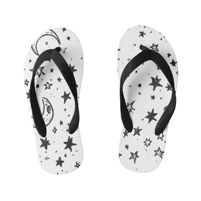 Chinelos Infantis Hand Drawn Celestial Night Sky Pattern (Pé da cama)