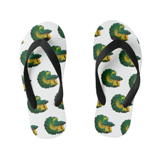 Chinelos Infantis Ilustração de desenho animado de peixe lutador sia (Pé da cama)