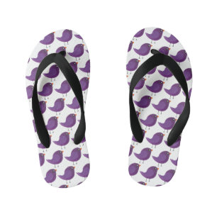 Chinelos Infantis Ilustração de Passarinho Roxo Fofo