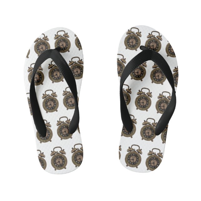 Chinelos Infantis Ilustração do desenho do relógio do alarme (Pé da cama)