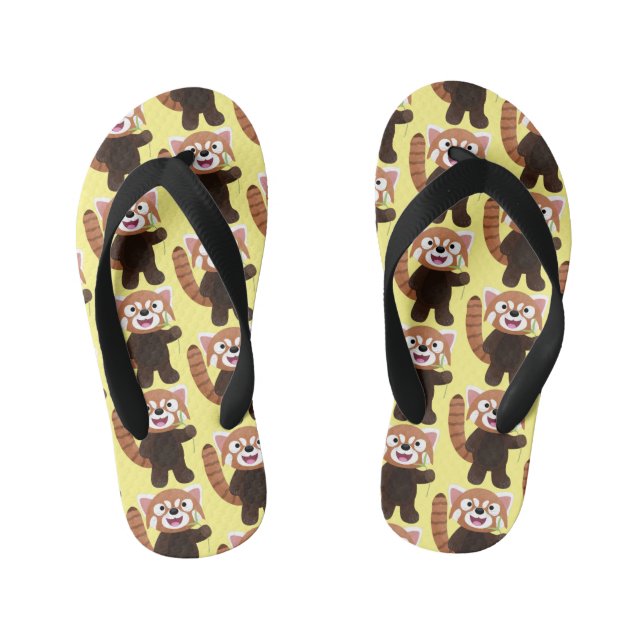 Chinelos Infantis Imagem de desenho animado do panda vermelho-bonito (Pé da cama)